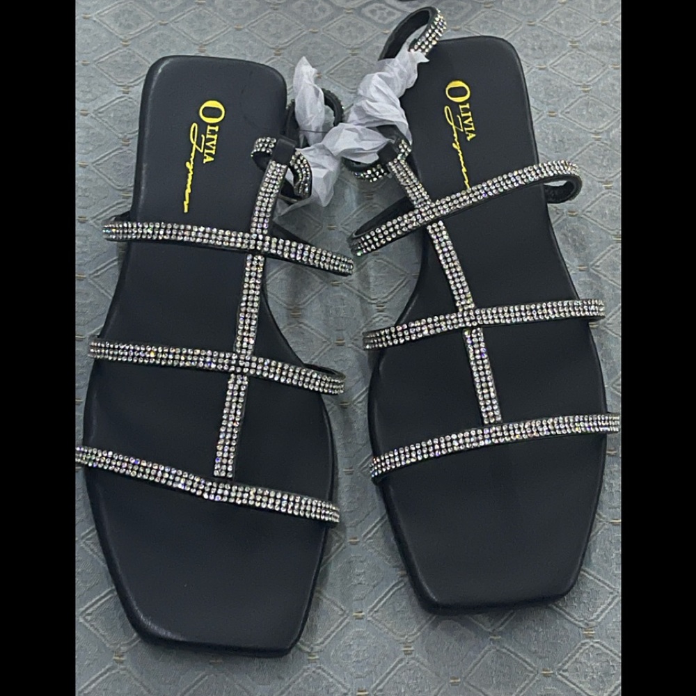 Embellished black sandals
